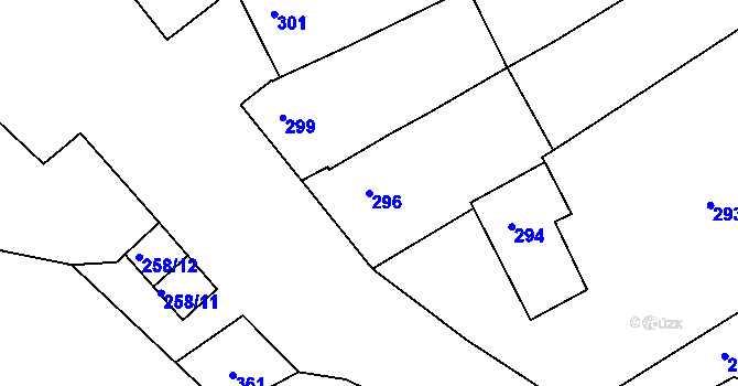 Parcela st. 296 v KÚ Syrovín, Katastrální mapa