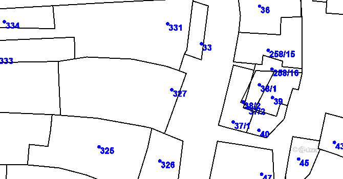 Parcela st. 327 v KÚ Syrovín, Katastrální mapa