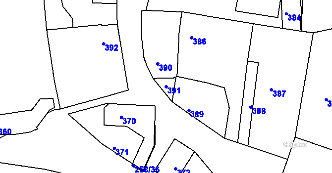 Parcela st. 391 v KÚ Syrovín, Katastrální mapa