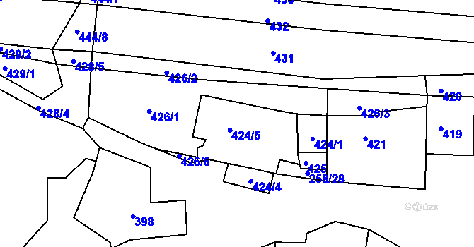 Parcela st. 424/1 v KÚ Syrovín, Katastrální mapa