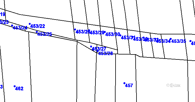 Parcela st. 453/28 v KÚ Syrovín, Katastrální mapa
