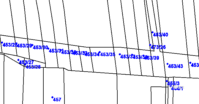 Parcela st. 453/35 v KÚ Syrovín, Katastrální mapa