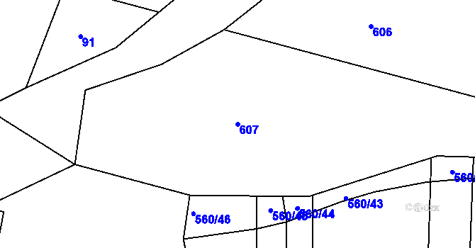 Parcela st. 607 v KÚ Syrovín, Katastrální mapa