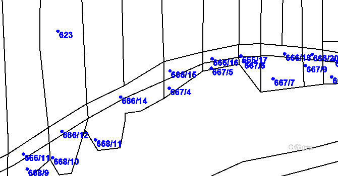Parcela st. 667/4 v KÚ Syrovín, Katastrální mapa