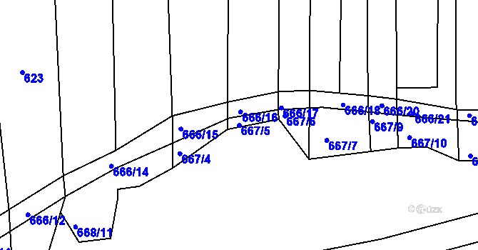 Parcela st. 667/5 v KÚ Syrovín, Katastrální mapa