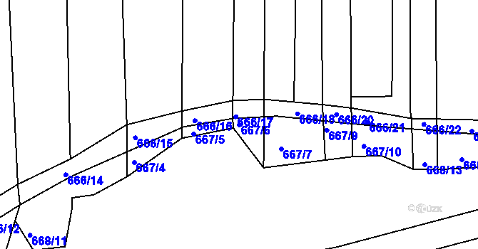Parcela st. 667/6 v KÚ Syrovín, Katastrální mapa