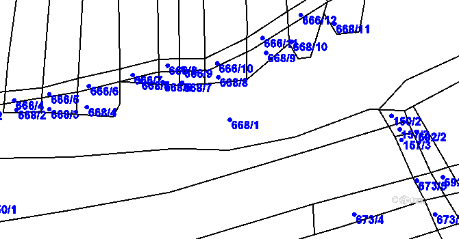 Parcela st. 668/1 v KÚ Syrovín, Katastrální mapa