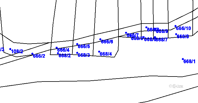 Parcela st. 668/4 v KÚ Syrovín, Katastrální mapa