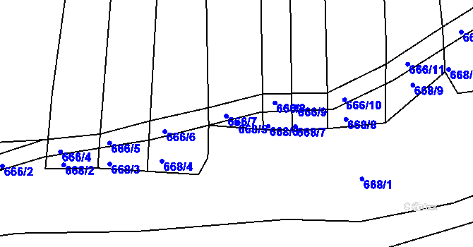 Parcela st. 668/5 v KÚ Syrovín, Katastrální mapa