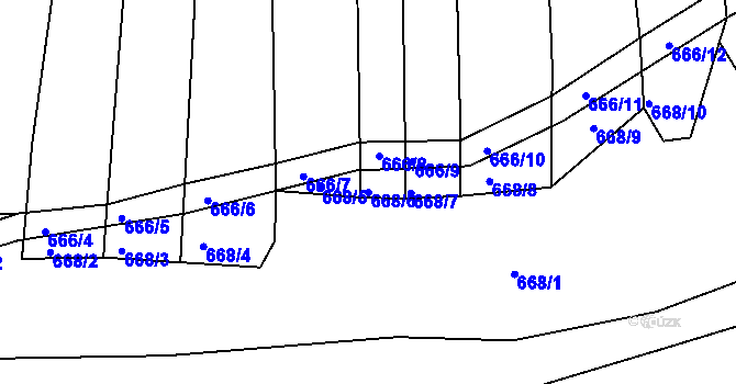 Parcela st. 668/6 v KÚ Syrovín, Katastrální mapa
