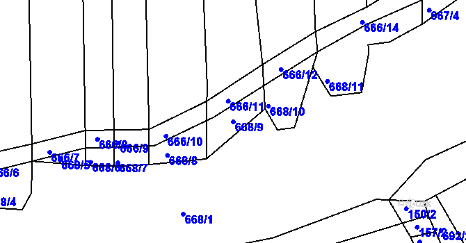 Parcela st. 668/9 v KÚ Syrovín, Katastrální mapa