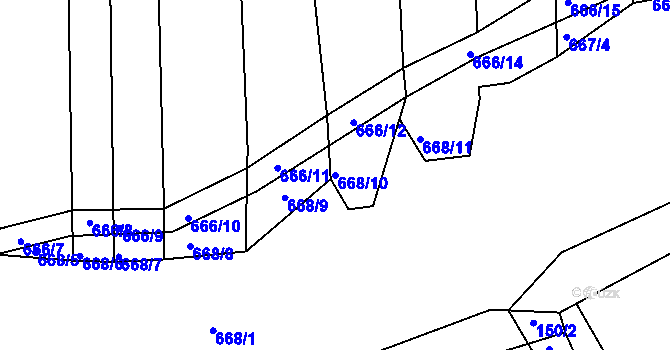 Parcela st. 668/10 v KÚ Syrovín, Katastrální mapa