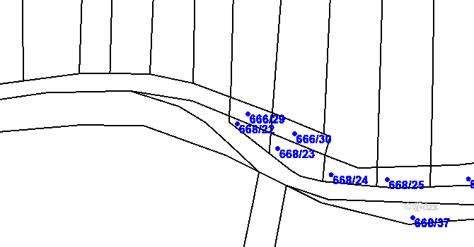 Parcela st. 668/22 v KÚ Syrovín, Katastrální mapa
