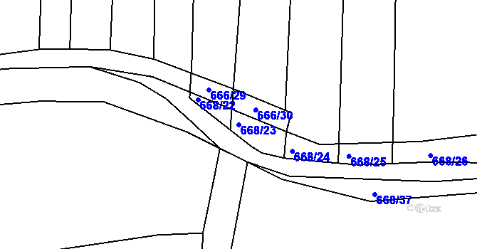 Parcela st. 668/23 v KÚ Syrovín, Katastrální mapa