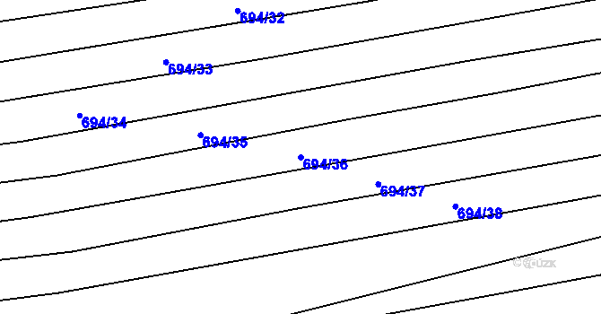 Parcela st. 694/36 v KÚ Syrovín, Katastrální mapa