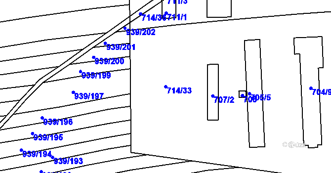 Parcela st. 714/33 v KÚ Syrovín, Katastrální mapa