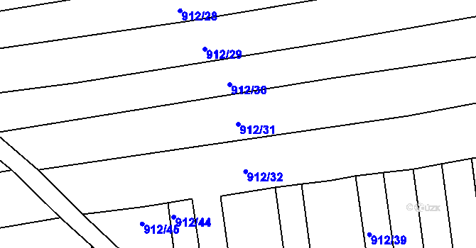 Parcela st. 912/31 v KÚ Syrovín, Katastrální mapa
