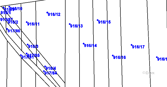 Parcela st. 916/14 v KÚ Syrovín, Katastrální mapa