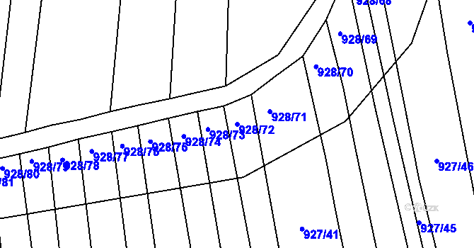 Parcela st. 928/72 v KÚ Syrovín, Katastrální mapa
