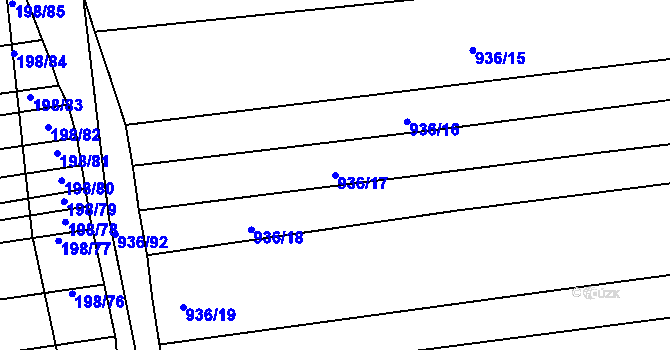 Parcela st. 936/17 v KÚ Syrovín, Katastrální mapa