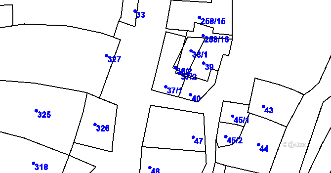 Parcela st. 37/1 v KÚ Syrovín, Katastrální mapa