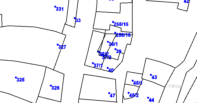 Parcela st. 38/2 v KÚ Syrovín, Katastrální mapa