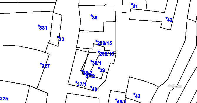 Parcela st. 258/16 v KÚ Syrovín, Katastrální mapa