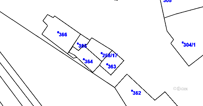 Parcela st. 258/17 v KÚ Syrovín, Katastrální mapa