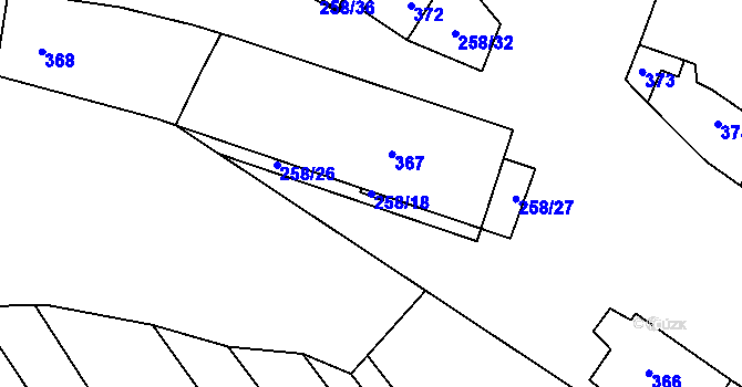 Parcela st. 258/18 v KÚ Syrovín, Katastrální mapa