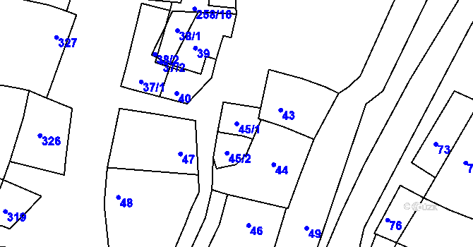 Parcela st. 45/1 v KÚ Syrovín, Katastrální mapa