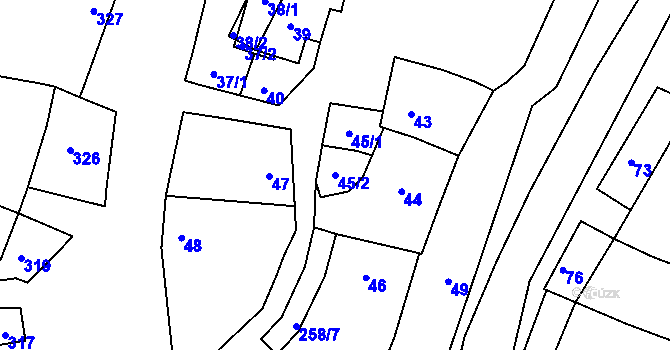 Parcela st. 45/2 v KÚ Syrovín, Katastrální mapa