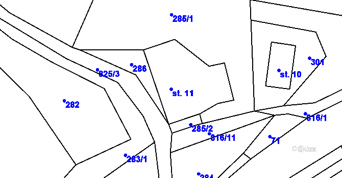 Parcela st. 11 v KÚ Syřenov, Katastrální mapa