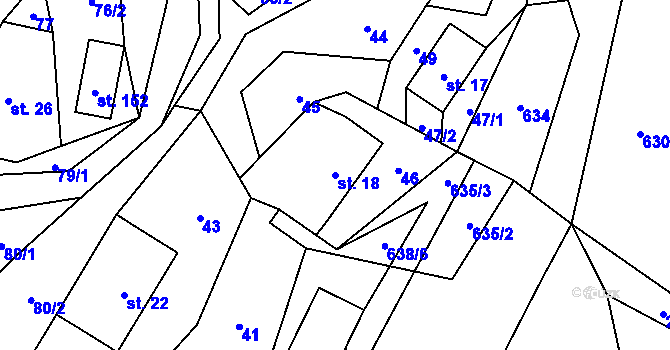 Parcela st. 18 v KÚ Syřenov, Katastrální mapa