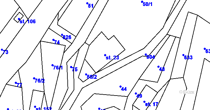 Parcela st. 23 v KÚ Syřenov, Katastrální mapa