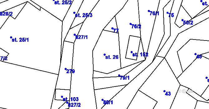 Parcela st. 26 v KÚ Syřenov, Katastrální mapa