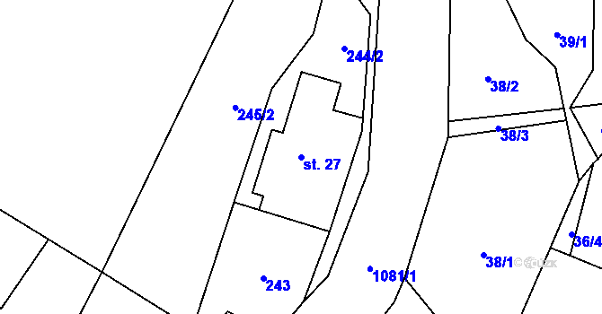 Parcela st. 27 v KÚ Syřenov, Katastrální mapa
