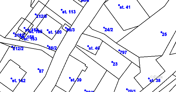 Parcela st. 40 v KÚ Syřenov, Katastrální mapa