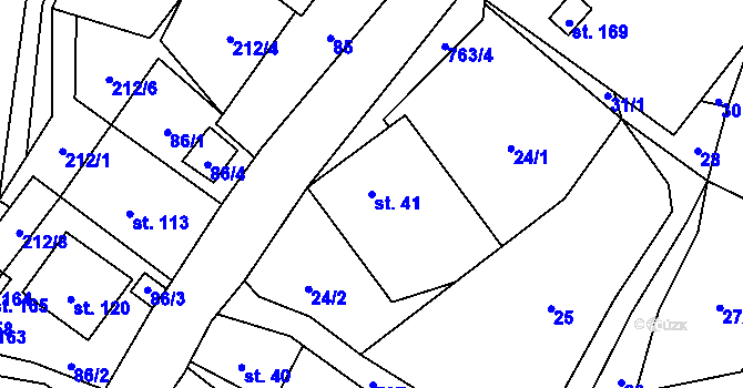 Parcela st. 41 v KÚ Syřenov, Katastrální mapa