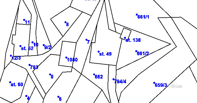Parcela st. 49 v KÚ Syřenov, Katastrální mapa