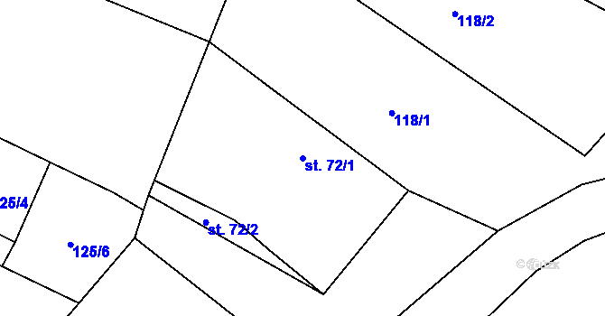 Parcela st. 72/1 v KÚ Syřenov, Katastrální mapa