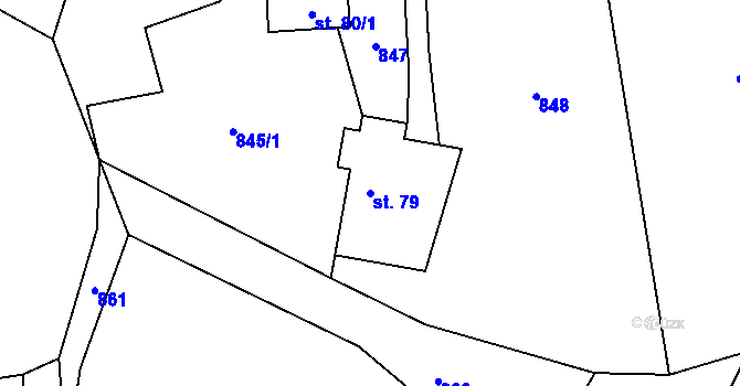 Parcela st. 79 v KÚ Syřenov, Katastrální mapa