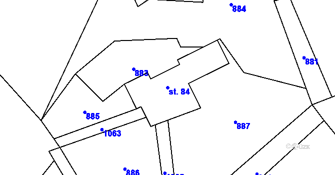 Parcela st. 84 v KÚ Syřenov, Katastrální mapa