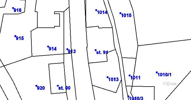 Parcela st. 91 v KÚ Syřenov, Katastrální mapa