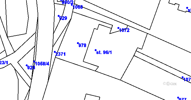 Parcela st. 96/1 v KÚ Syřenov, Katastrální mapa