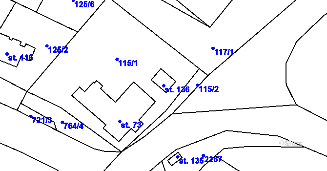 Parcela st. 136 v KÚ Syřenov, Katastrální mapa