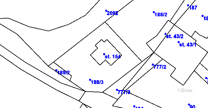 Parcela st. 154 v KÚ Syřenov, Katastrální mapa