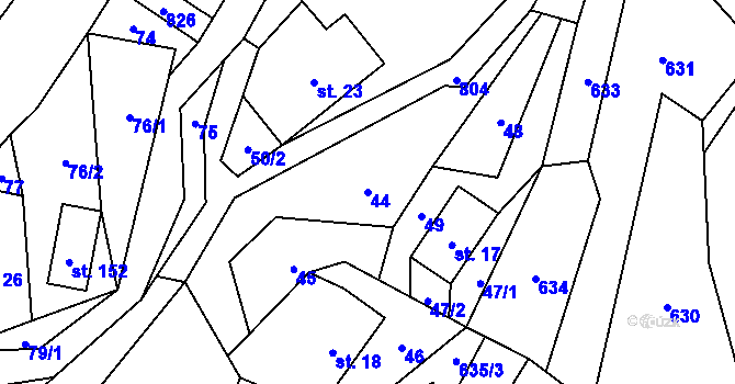 Parcela st. 44 v KÚ Syřenov, Katastrální mapa