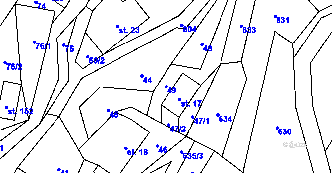 Parcela st. 49 v KÚ Syřenov, Katastrální mapa