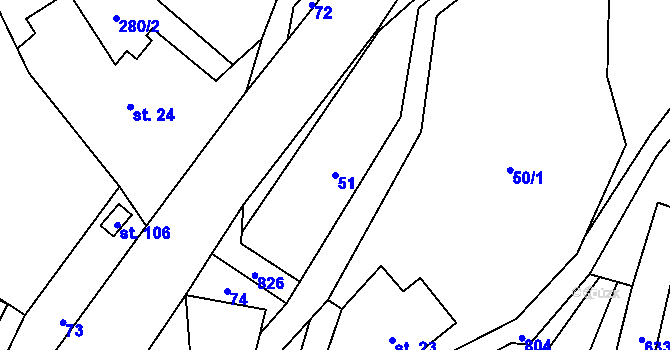 Parcela st. 51 v KÚ Syřenov, Katastrální mapa