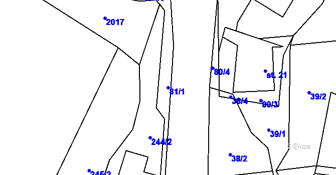 Parcela st. 81/1 v KÚ Syřenov, Katastrální mapa